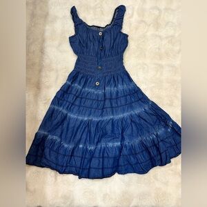 Lapis Blue Ruffled Casual Dress
